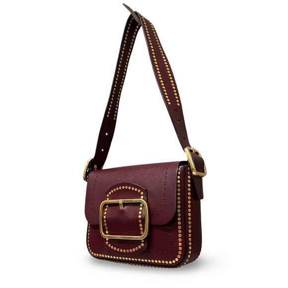 RARE! Tory Burch Port Leather Sawyer Studded Shoulder Bag - Picture 7 of 16